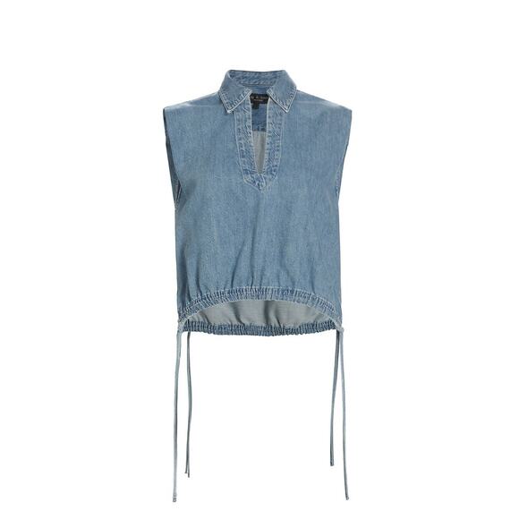 Rag & Bone Blue Cotton Ultra Featherweight Fiona Top Size L - Picture 1 of 4